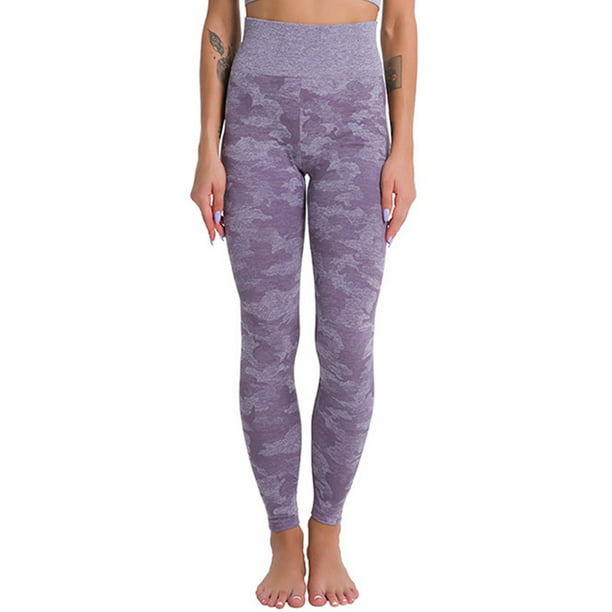 Women's Camouflage High Waist Elastic Pants Yoga Leggings Gym Sports Trousers 